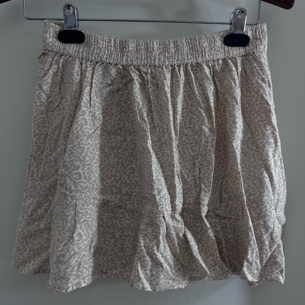 Cream Leopard Print Skirt
